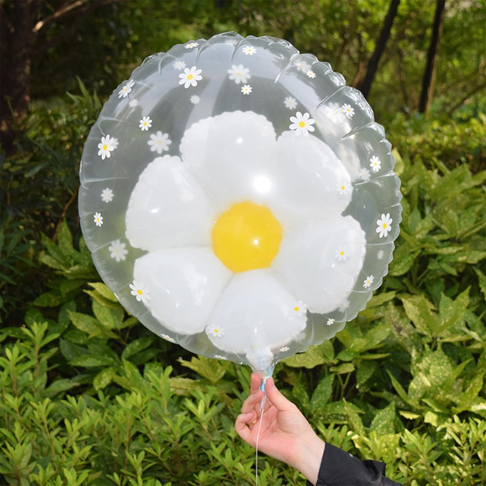 Daisy Balloons - 10pcs Flower Balloons, Daisy Aluminium Balloon Party Decorations, Double Transparent Bubble Daisy Balloon Birthday Decorations, Balloon Decorations Supplies for Birthday Wedding - Image 7