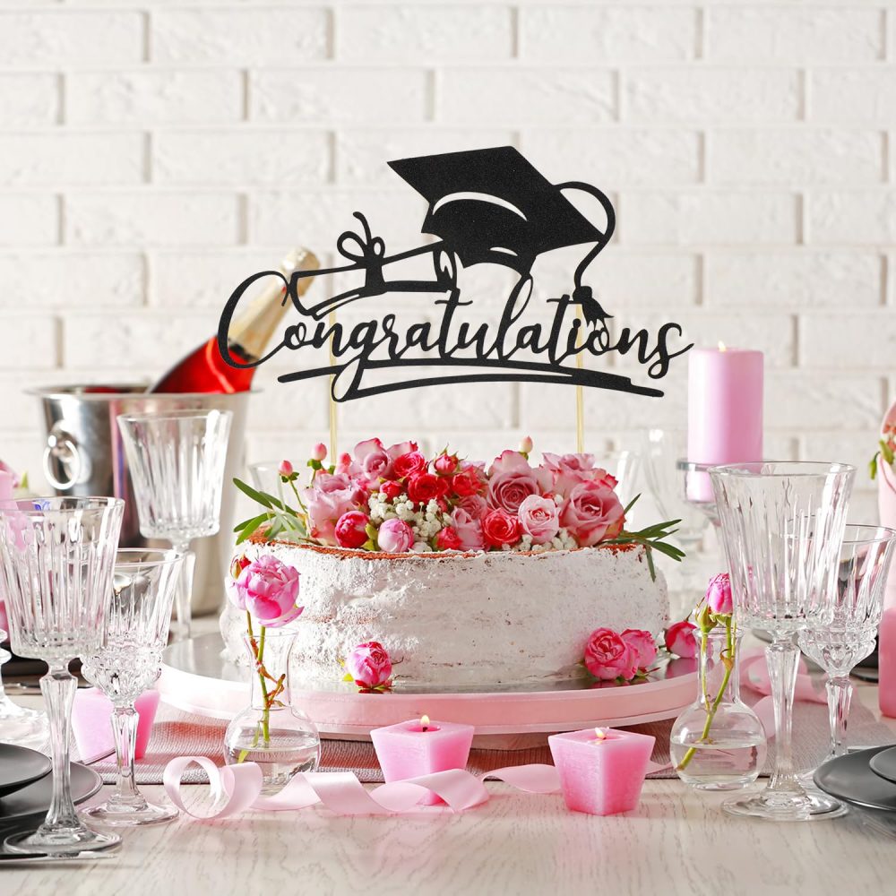 Congratulations Cake Topper Graduation Decorations, Congrats Grad Cake Decor, 2024 High School/College/Senior Graduation Decorations Supplies, Class of 2024 Happy Graduation A6-BYDDCP - Image 4