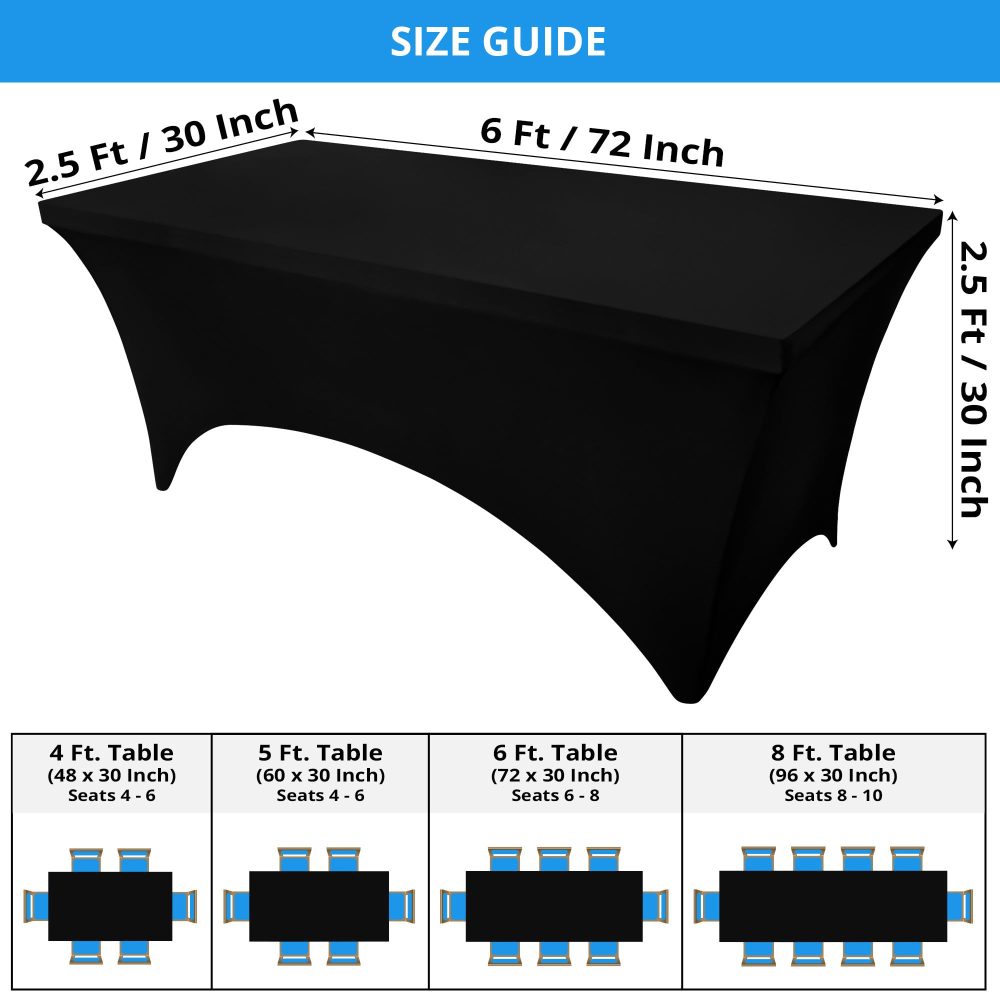 Utopia Kitchen Spandex Table Cloth 2 Pack [6FT, Black] Tight, Fitted, Washable and Wrinkle Resistant Stretch Rectangular Patio Table Cover for Event, Wedding, Banquet & Parties [183Lx76Wx76H] cm - Image 9