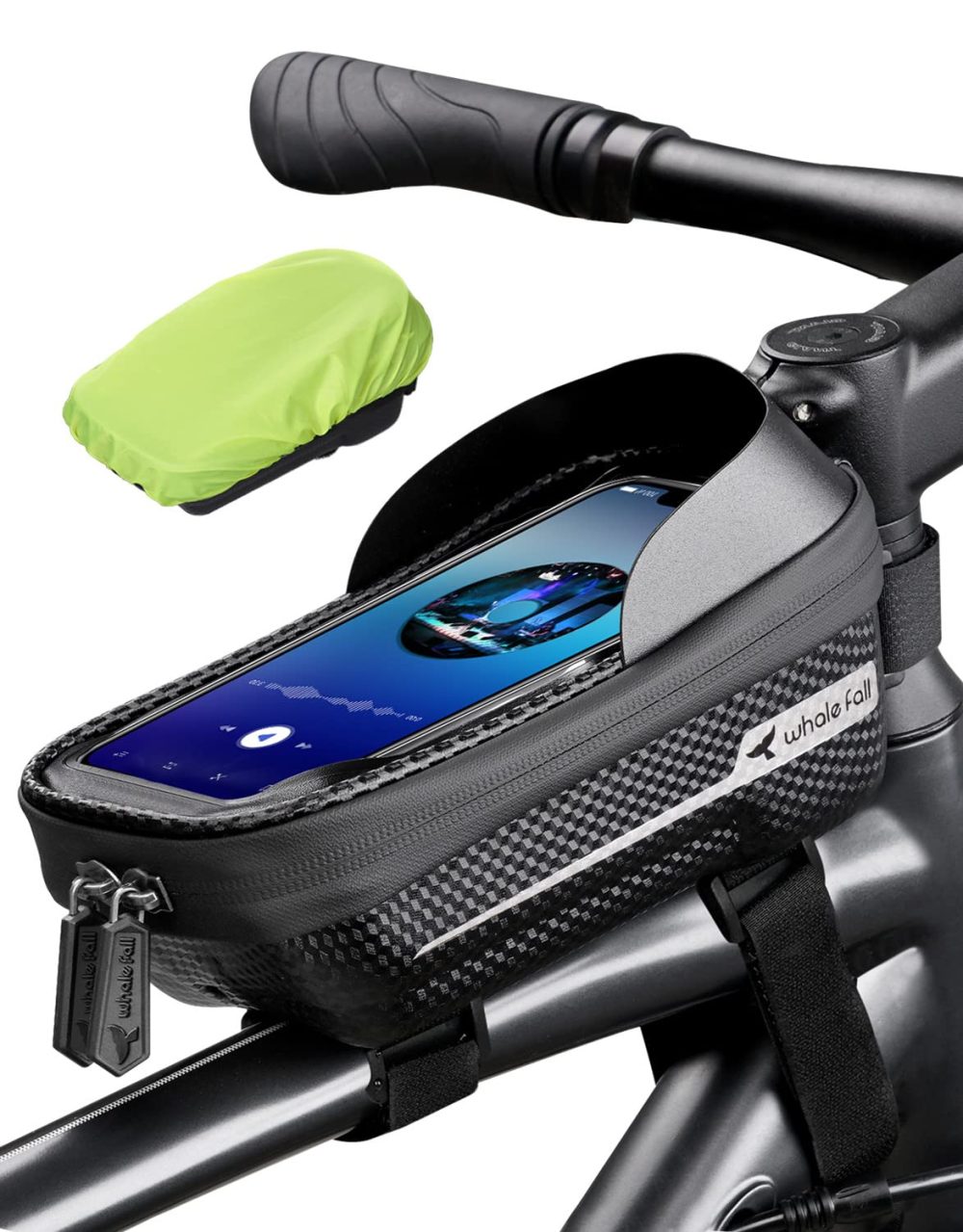 whale fall Bike Frame Bag Waterproof Bike Bag Bike Phone Holder Bike Phone Mount Hard Eva Pressure-Resistant Bike Accessories with TPU Touch-Screen Sun-Visor Rain Cover for Phones under 6.9''