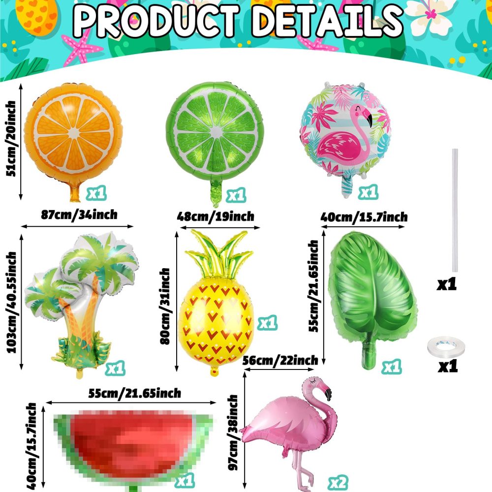 Tropical Balloon Hawaiian Balloons Party Decorations Flamingo Pineapple Coconut Tree Monstera Leaf Mylar Foil Balloon Luau Summer Helium Balloons for Birthday Hawaii Aloha Beach Pool Party Decorations - Image 7