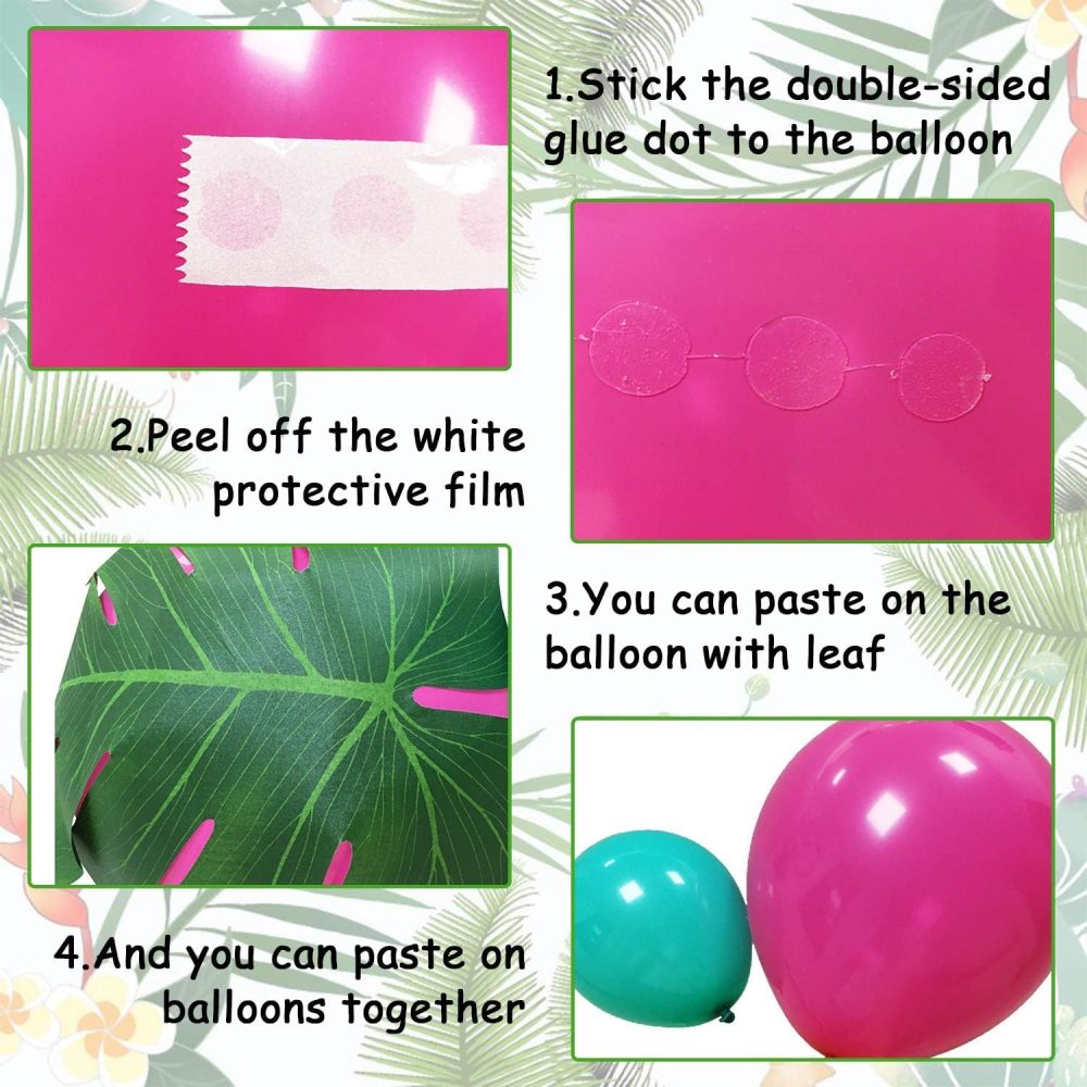 101pcs Tropical Balloons Luau Garland Arch Kit 5 Inch 12 Inch Balloons Pink Green Yellow Blue Balloon Set and Palm Leaves for Tropical Theme Hawaii Birthday Wedding Party Baby Decorations - Image 6