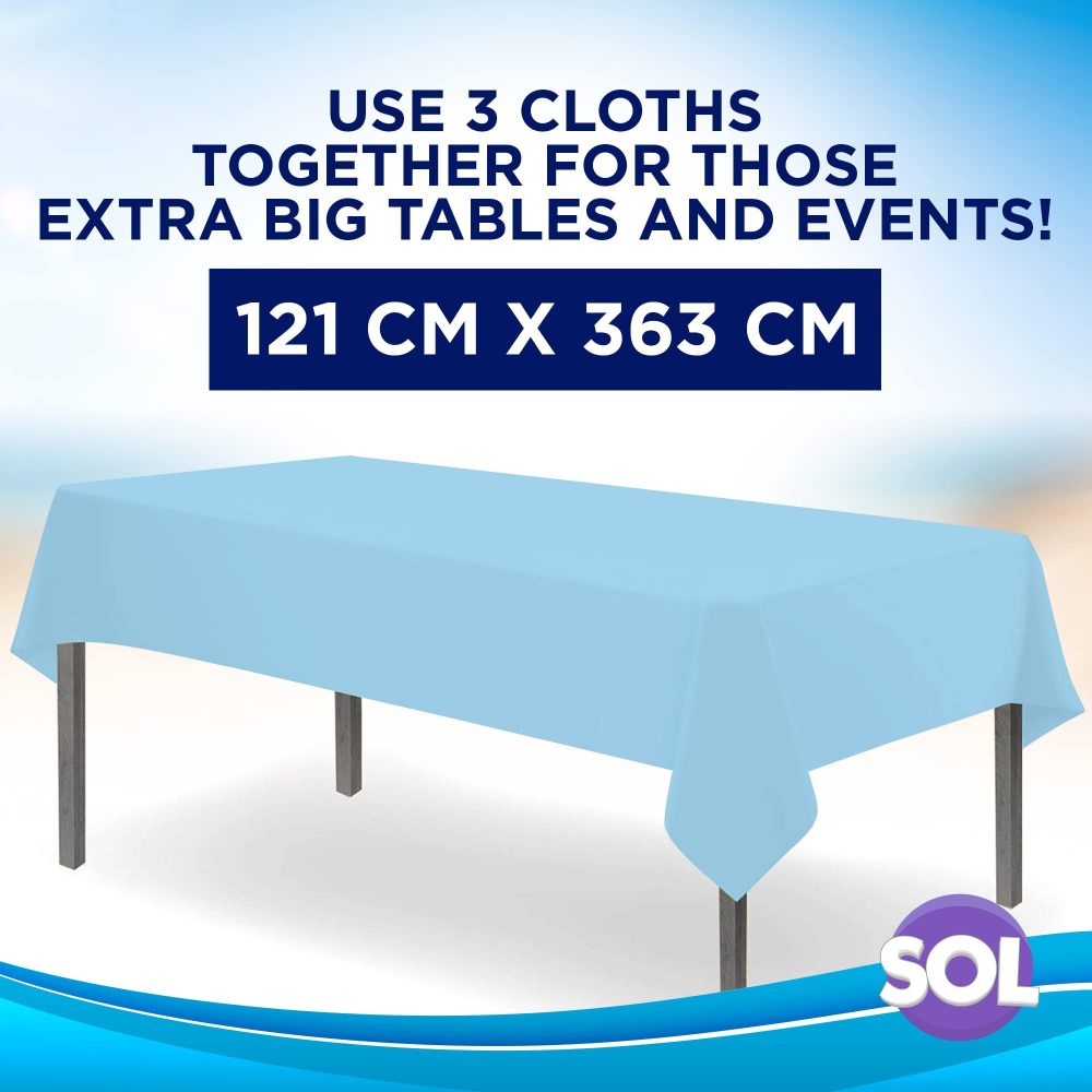 SOL 3pk Blue Table Cloths Party | 121 x 121cm | Reusable Blue Plastic Tablecloth | Blue Party Table Cloth | Plastic Table Cover | Blue Table Cover Party | Blue Table Cloth Party | Blue Tablecloth - Image 7