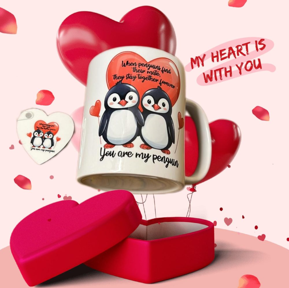 You are My Penguin Girlfriend Boyfriend Valentines Matching Mug and Keyring Gift Set for Him or Her - Penguin, Valentine's Day, Birthday Present, Anniversary Christmas 11oz Ceramic Mug Cups - Image 6