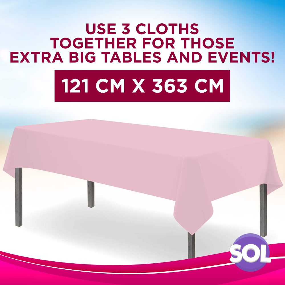 3pk Pink Table Cloths Party | 121 x 121cm | Plastic Table Cover Party | Baby Pink Table Cloth Party Table Cover | Pink Party Table Cloth | Pink Table Cover | Pink Tablecloth | Pink Plastic Tablecloth - Image 7