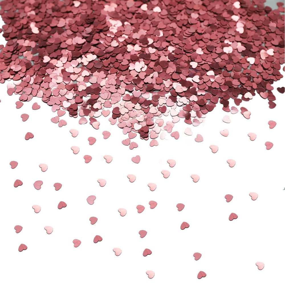 30g Rose Gold Metallic Shiny Hearts Confetti,6mm Heart Shaped Glitter Confetti Bridal Shower Heart Confetti Metallic Foil Table Confetti Decorations for Hen Night Hen Do Party Accessories