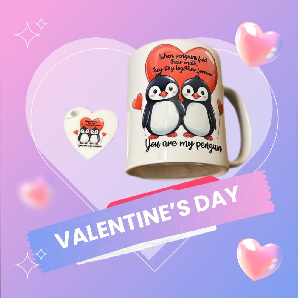 You are My Penguin Girlfriend Boyfriend Valentines Matching Mug and Keyring Gift Set for Him or Her - Penguin, Valentine's Day, Birthday Present, Anniversary Christmas 11oz Ceramic Mug Cups - Image 3