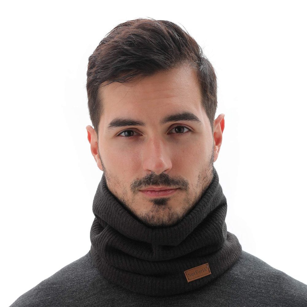 NovForth Winter Neck Warmer Fleece Lined Infinity Scarf Thicken Windproof and Dust Skiing Scarf Circle Scarf for Mens Womens Boys Girls Black(Size: Circumference19inchxDiameter9inch) - Image 6