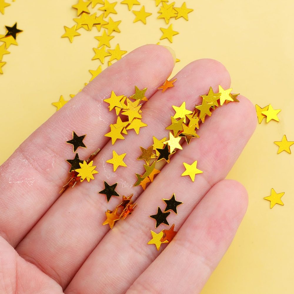 Piriuuo Star Confetti Glitter Star Sequins Metallic Foil Star Table Confetti Pentagram Party Confetti Star Decoration for Halloween Birthday Wedding Festival Party DIY, 30 Grams/1 Ounce(Gold) - Image 7