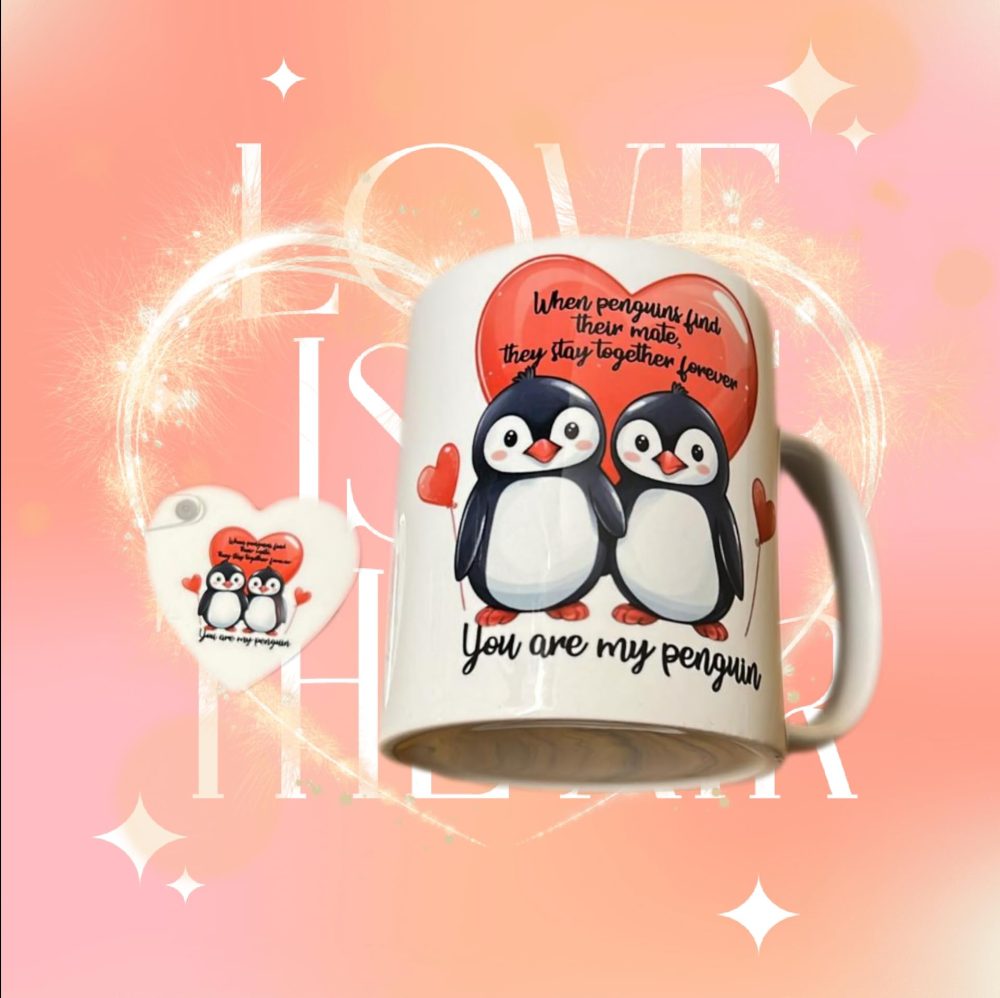 You are My Penguin Girlfriend Boyfriend Valentines Matching Mug and Keyring Gift Set for Him or Her - Penguin, Valentine's Day, Birthday Present, Anniversary Christmas 11oz Ceramic Mug Cups - Image 4