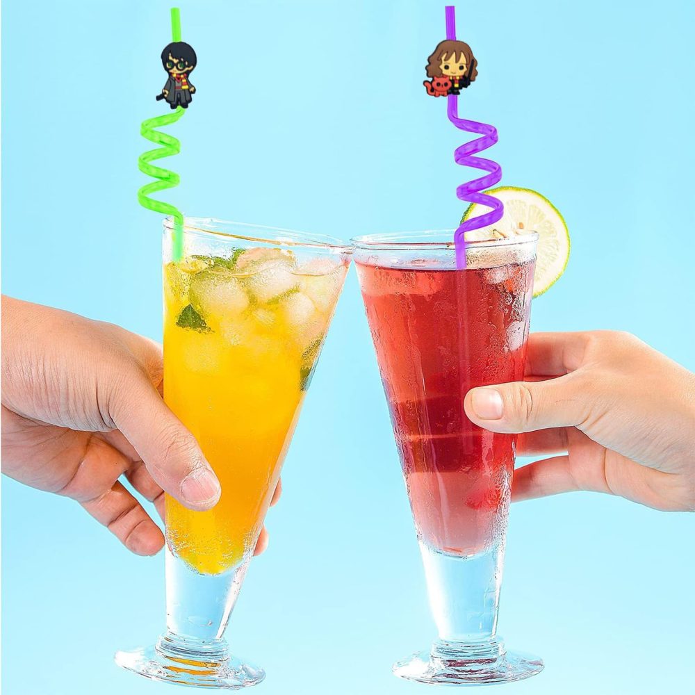 TYXHXTF 10 Pcs Harry Theme Reusable Drinking Straws, Plastic Straws Colourful Curly Straws Harry Birthday Party Decorations Supplies Cocktail Straws Party Straws for Magic Wizard Theme Party Favors - Image 5