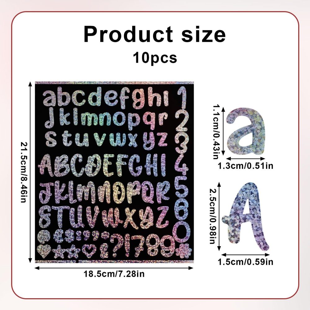 10 Sheets Glitter Letter Stickers for Stanley Cup, Shining Silver Name Vinyl Sparkly Letter Waterproof Self Adhesive Shiny Alphabet Number Decals for Tumblers Water Bottle Phone Laptop Decoration - Image 7