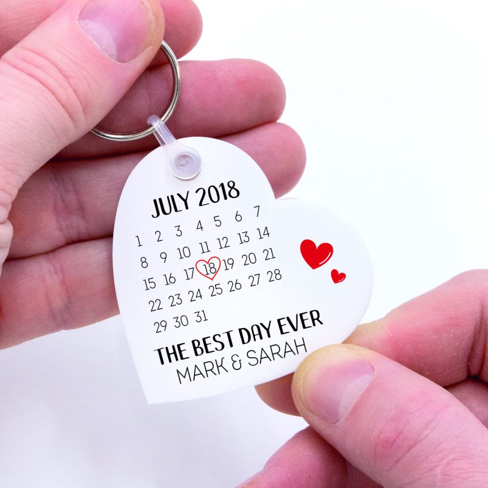 Valentines Day Gifts For Him Or Her - Personalised Sentimental Date Calendar Keyring Valentines Gifts For Boyfriend, Girlfriend, Husband Or Wife - With Grey Bag - Image 6