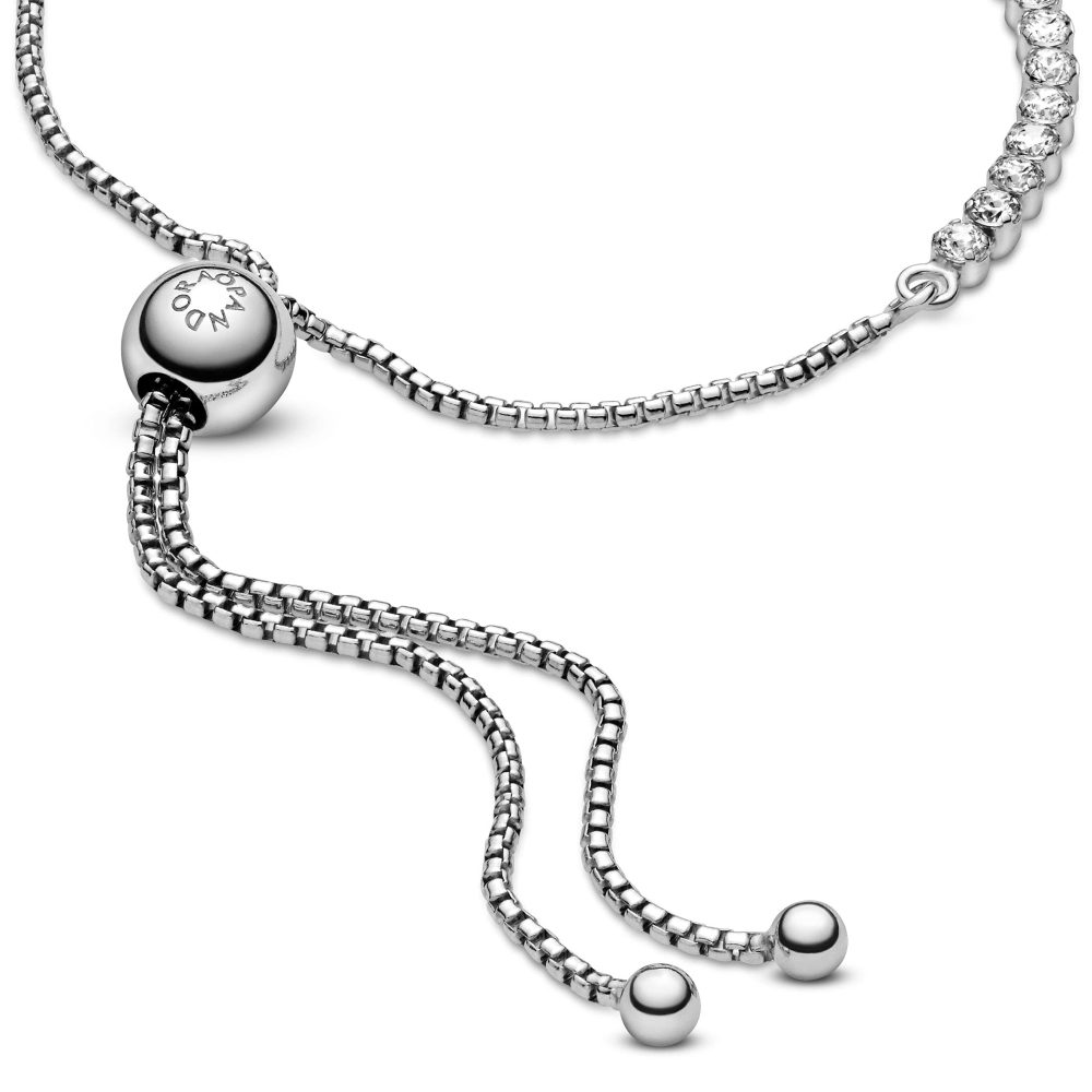 PANDORA Timeless Women's Sterling Silver Sparkling Slider Bracelet for Charms, Size 23, With Gift Box - Image 3