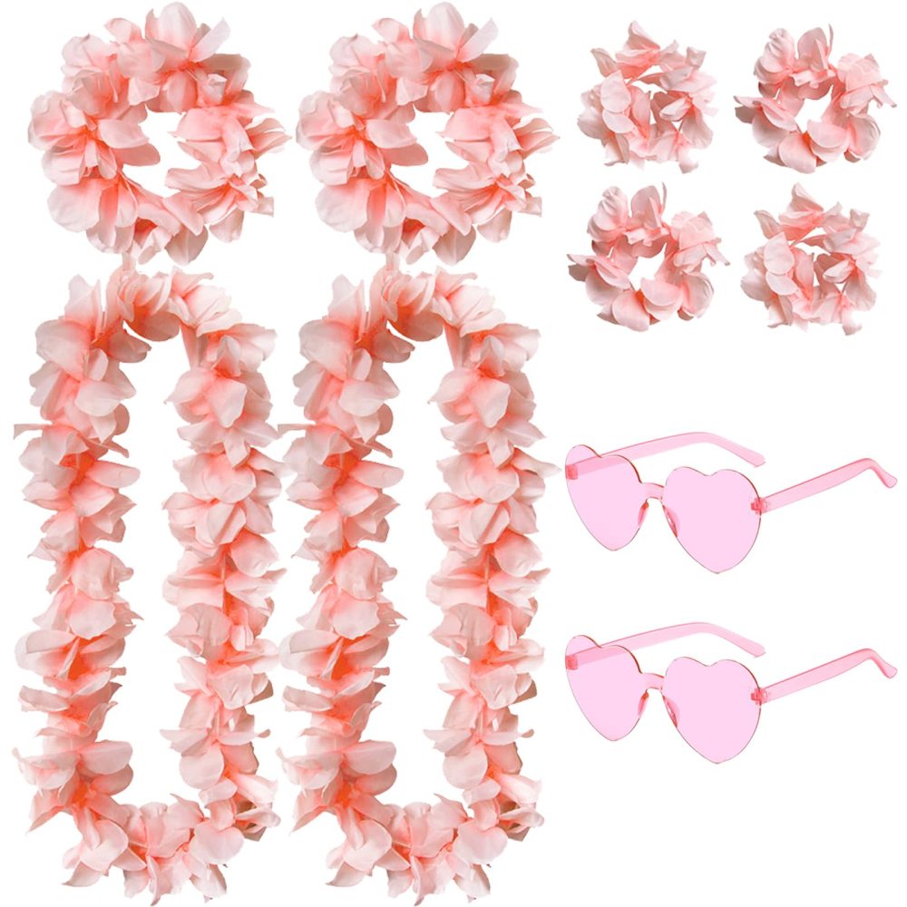 BDSHUNBF 10 PCS Hawaiian Leis, Hawaiian Garlands, Tropical Hawaiian Party Decorations, Fancy Dress Flower Necklace, for Tropical Party Decorations, Beach Theme Party, Luau Party Supplies