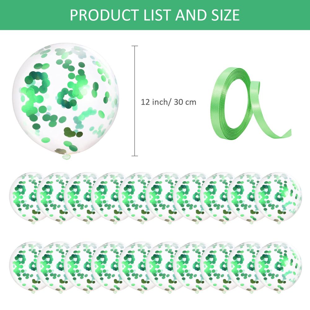 Unisun Confetti Balloons, 20pcs Green Sequins Balloons Set 12" Inch Latex Party Balloon for Birthday Wedding Baby Shower Anniversary Celebrations Party Decorations - Image 7