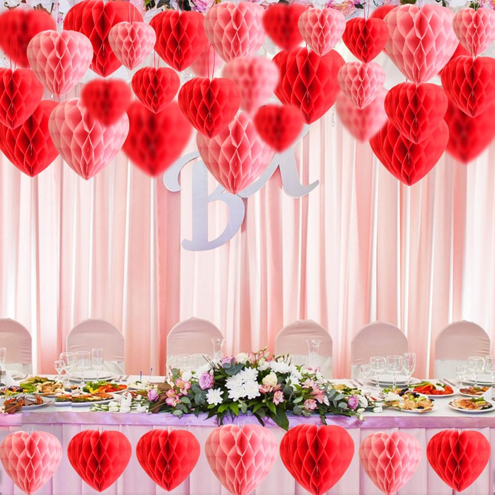 Premium Reusable Valentines Decorations - Valentines Day Decorations - Red Hanging Heart Decoration for Engagement Wedding Anniversary Bridal Shower Birthday Decoration - Image 3