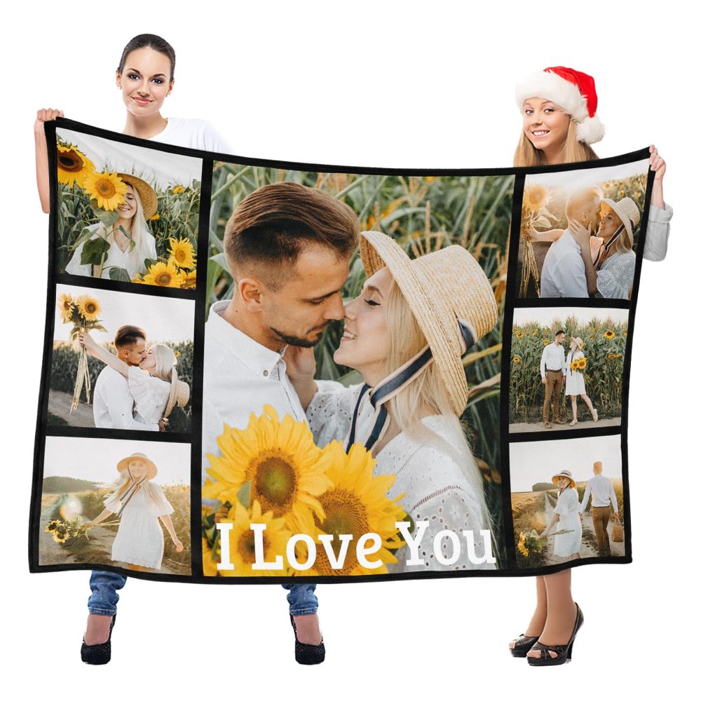 LNM Personalised Valentines Gifts for Her and Him, Personalised Blankets Adults, Customised Blankets with Photos, Custom Photo Blanket, Picture Blanket, Personalised Gifts for Women and Men