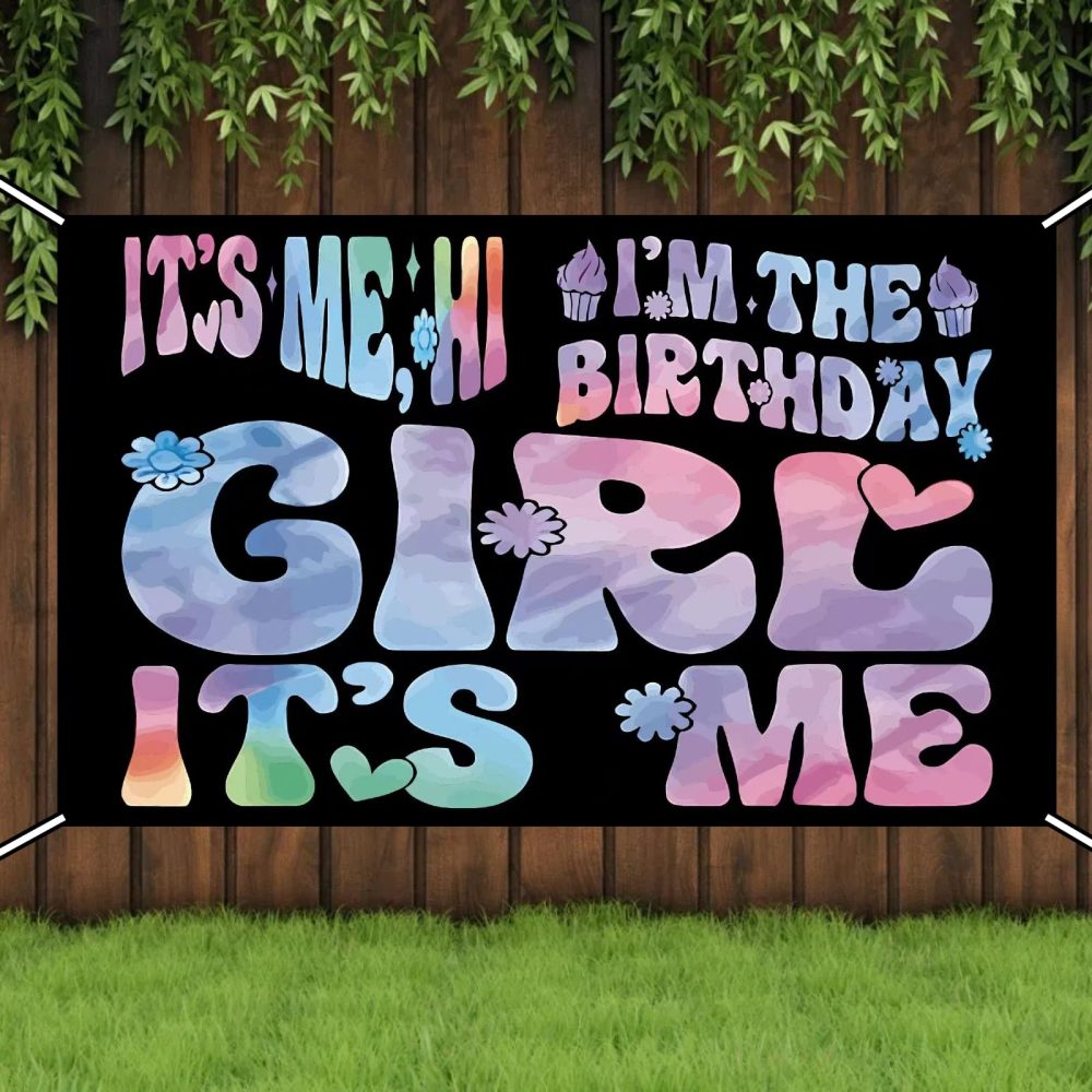 Music Theme Birthday Party Banner - 'Its Me Hi Im The Birthday Girl Its Me' Backdrop for Singer Party Decorations, Girls Birthday Party Supplies - Image 2