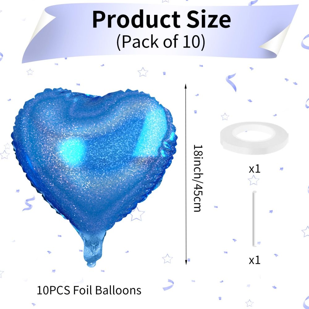 Biapian Dark Blue Heart Balloons, 10PCS Glitter Blue Heart Shape Balloons, 18inch Love Foil Balloons Helium for Boys Men Valentines Day, Graduation, Wedding, Brithday, Baby Shower Party Decorations - Image 8