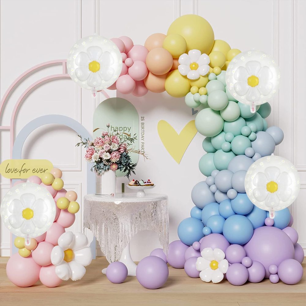 Daisy Balloons - 10pcs Flower Balloons, Daisy Aluminium Balloon Party Decorations, Double Transparent Bubble Daisy Balloon Birthday Decorations, Balloon Decorations Supplies for Birthday Wedding - Image 2