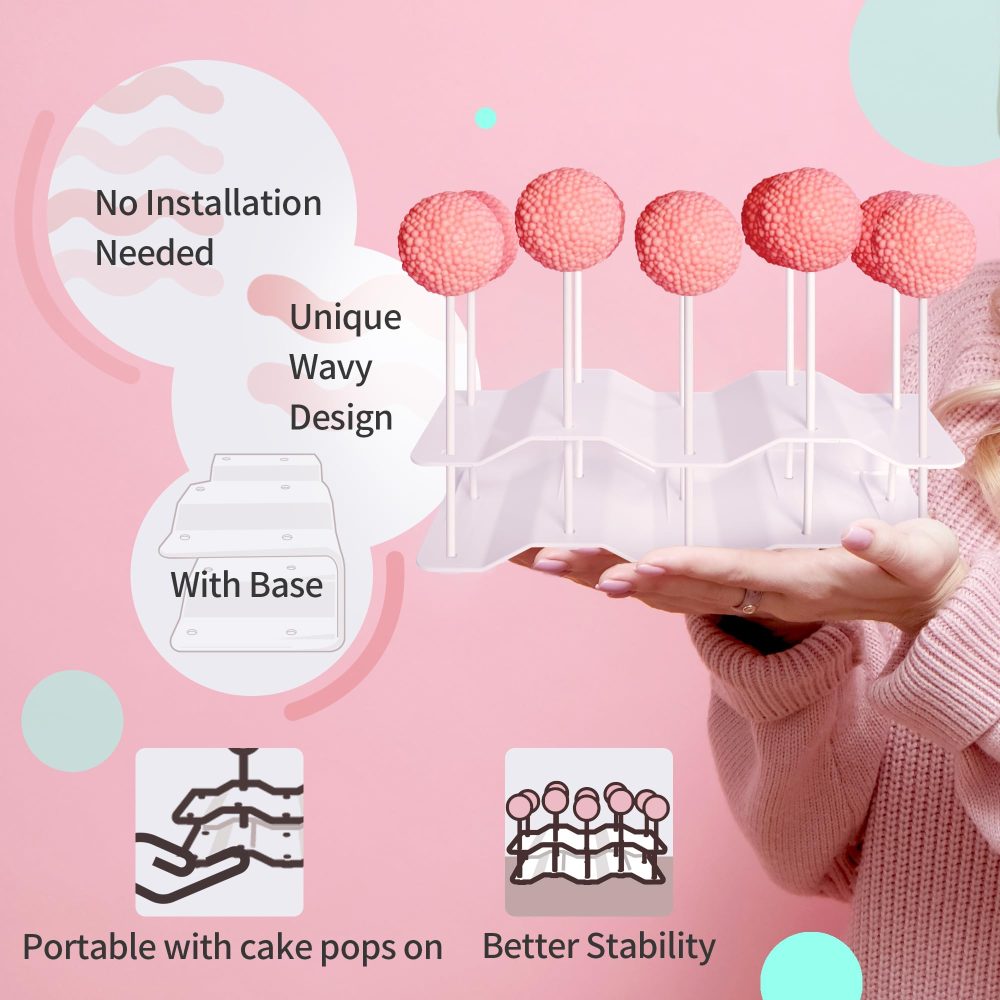 NWK Pack of 10 Reusable Cake Stand, Cupcake Stand, with 2X Large 2-Tier Cupcake Stands + 2X Large 3-Tier Cupcake Stands + 4 x Appetizer Trays +2 x Cake Pop Stands Perfect for Birthday - Image 5