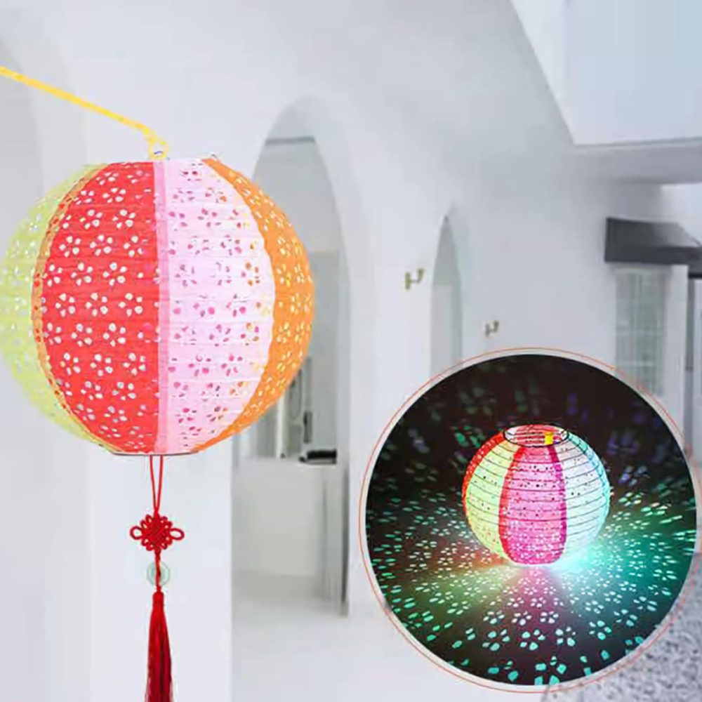 Qlisytpps Paper Lanterns with LED Lights 10 Colours Chinese Japanese Lantern Oriental Style Traditional Asian Bedroom Paper Lamp for Home Wedding Party Decoration 8 Inch (5pcs) Free 2 Spare Lights - Image 4