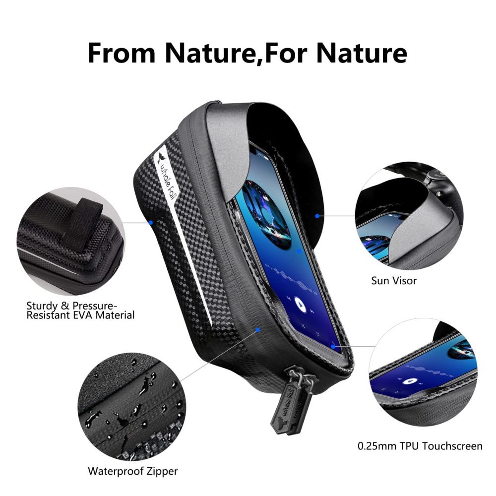 whale fall Bike Frame Bag Waterproof Bike Bag Bike Phone Holder Bike Phone Mount Hard Eva Pressure-Resistant Bike Accessories with TPU Touch-Screen Sun-Visor Rain Cover for Phones under 6.9'' - Image 3