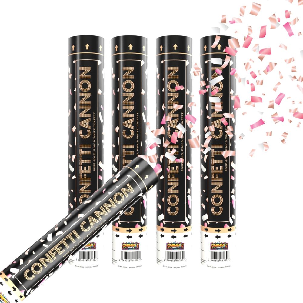 Carnival Party - Pink, Rose Gold and White Gender Reveal Confetti Cannon - 30cm Cannon Poppers for Girl Gender Reveal - Celebrations, Parties & Wedding Cannons - Pack of 4 - Image 8