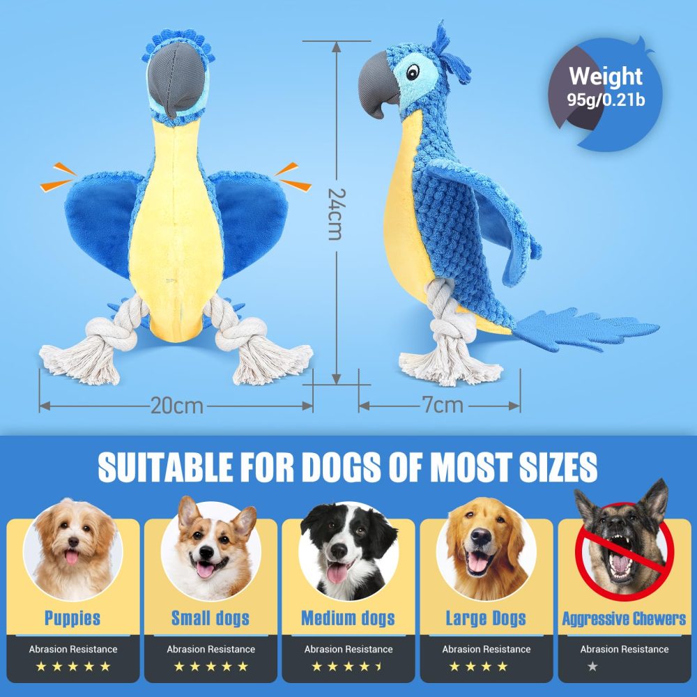 ROSAUI Dog Toys, Plush Squeaky Cockatoo Dog Toy - Interactive and Dental Cleaning Pet Chew Toy for All Breed Sizes Dog - Image 6