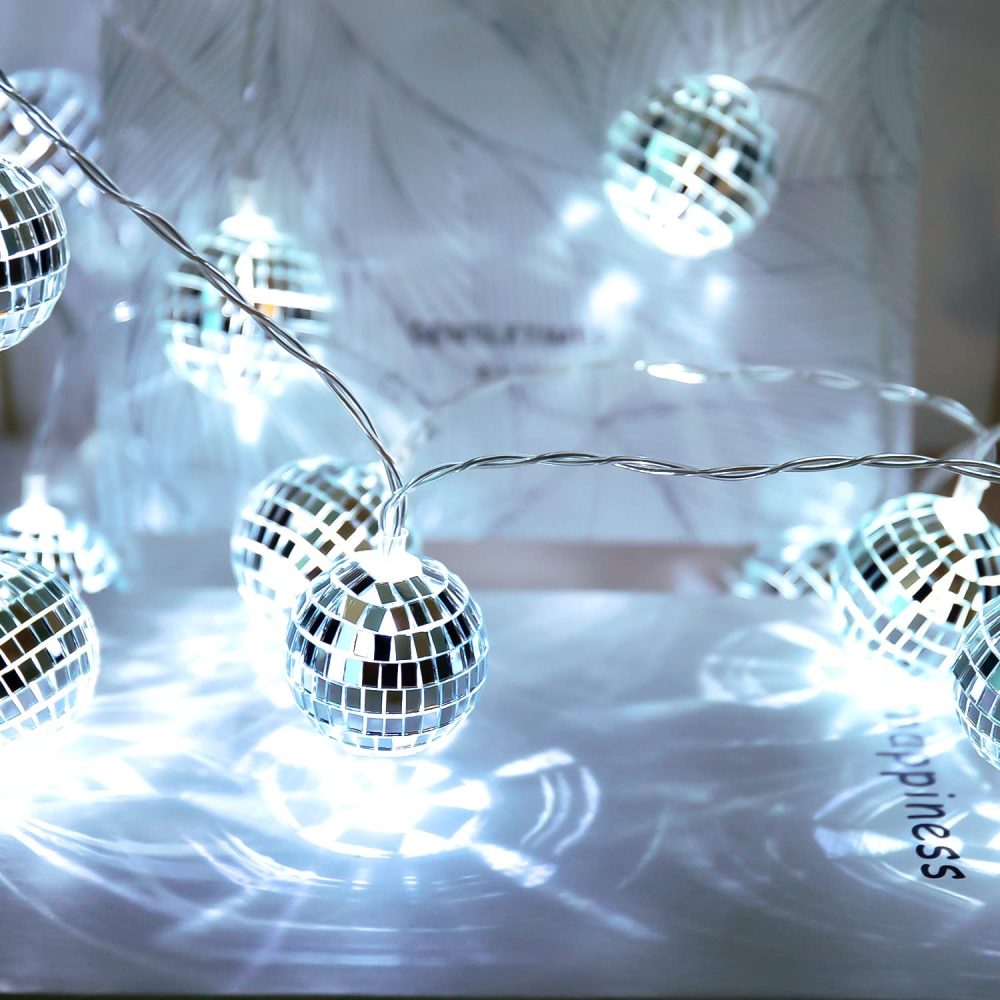 AceList 20 LED 9.8Ft Disco Ball String Light - Battery Powered and USB Plug, Disco Ball Lights for 70's Disco Party Decorations and Birthday Parties, Mamma Mia (Silver) - Image 5