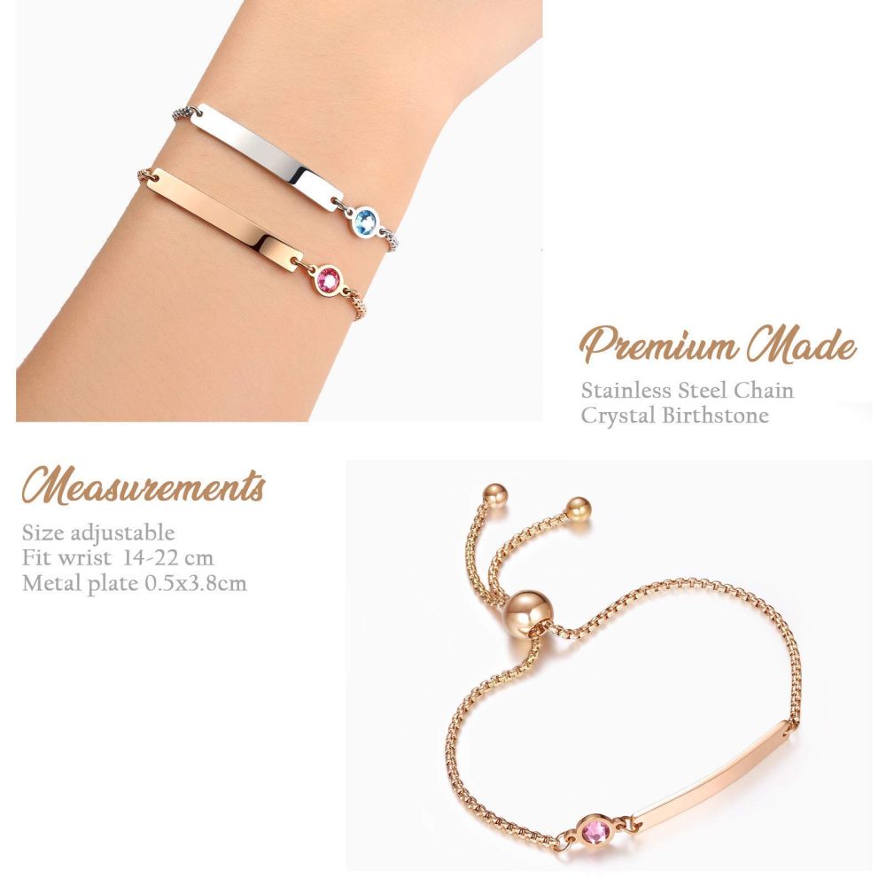 TMT® Personalised Birthstone Bracelets Gift for Birthday Friendship Mum Auntie Sister 18th 21th 30th 40th 50th 60th 16th 13th Her Women Girl Best Friend - Image 6