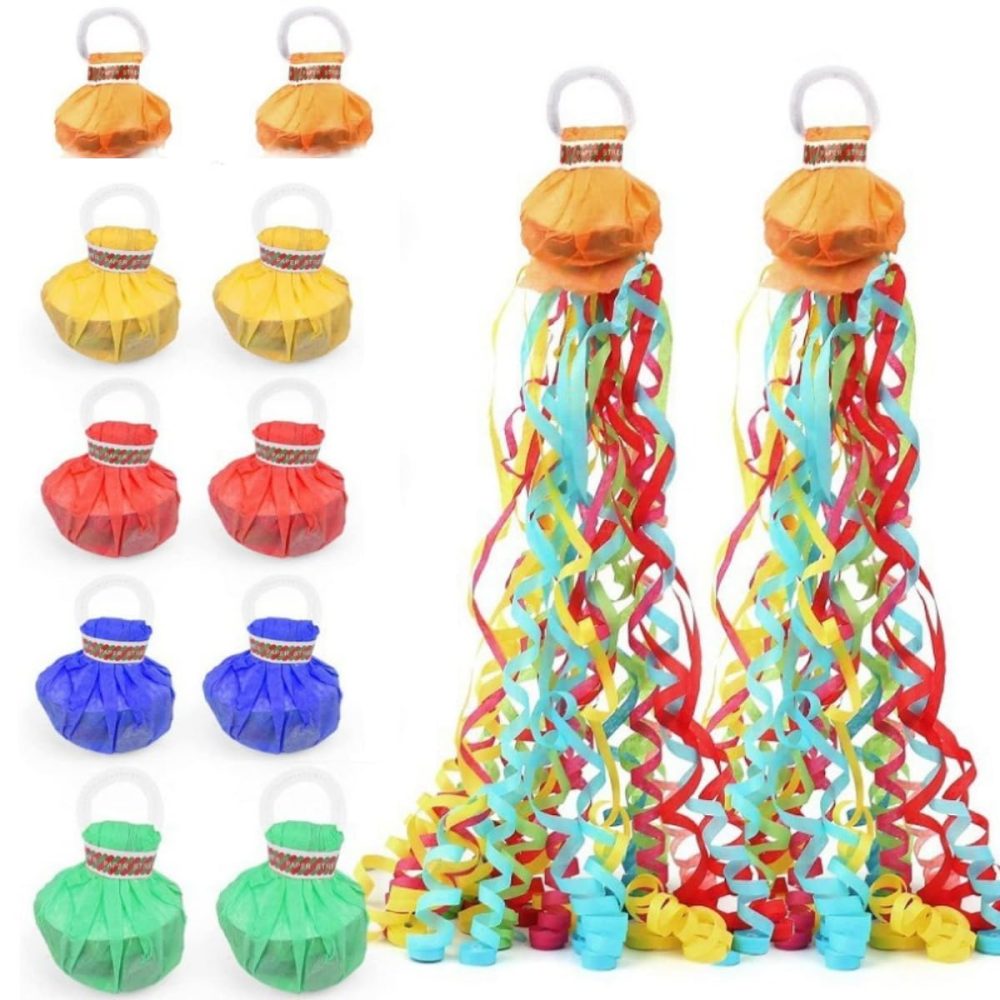 KARLOR Streamers for Throwing, 10 Pcs Streamers Poppers Colorful Hand Throw Streamers No Mess Confetti Wedding Party Colorful Streamers Bombs Hand-Throw Streamers for Birthday Carnival