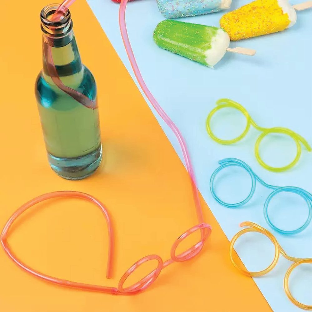 Toyseum 8 x Silly Straw Glasses, Ideal Goody Bag Fillers for Kids, Fun Party Accessories for Boys & Girls, Unique Drinking Straws, Perfect Kids Party Favours, Pack of 8 Mixed Colours - Image 6