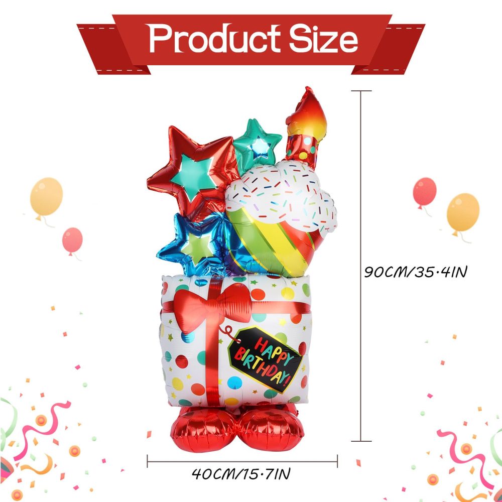 Happy Birthday Balloon Large Birthday Cake Balloon, Freestanding Birthday Balloon Standing Birthday Cake Balloons, Happy Birthday Foil Balloons for Helium Party Balloons for Birthday Decoration - Image 6