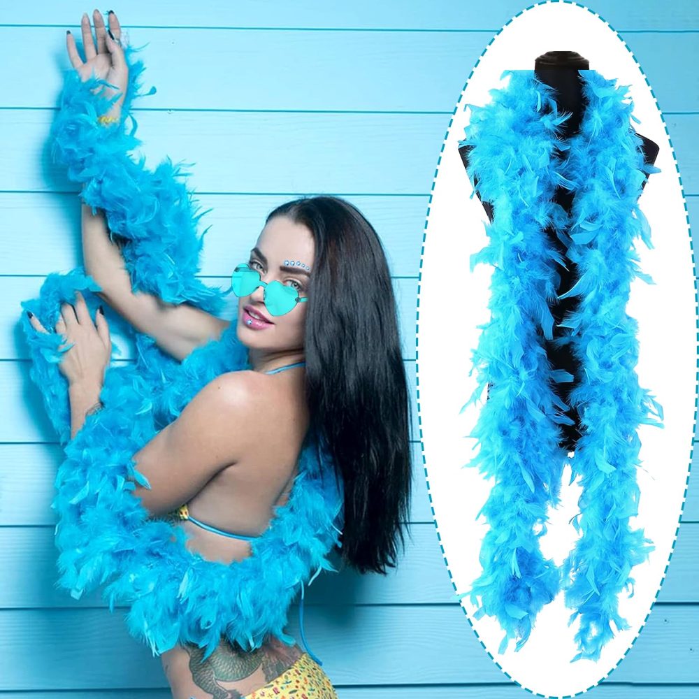 BDSHUNBF 4PCS Feather Boas, Heart Rimless Sunglasses, Crafts Feather Boa, Fancy Dress and Crafts, for Dancing Wedding Party Cosplay Halloween Costume Decoration Dress Up - Image 4