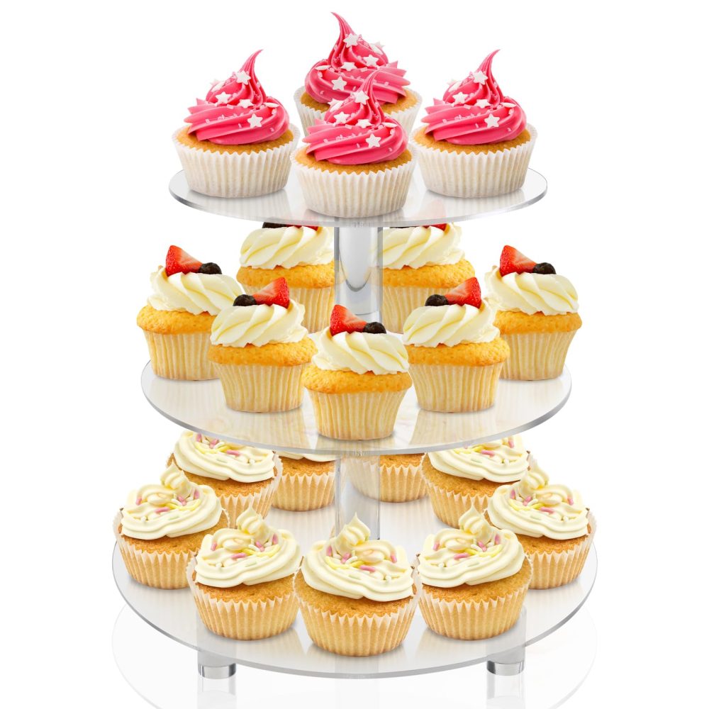 Acrylic Cupcake Stand, 3 Tier Round Clear Cupcake Tower Display Dessert Holder Tree for Birthday Wedding Baby Showers Anniversaries Party Decor, Transparent - Image 9