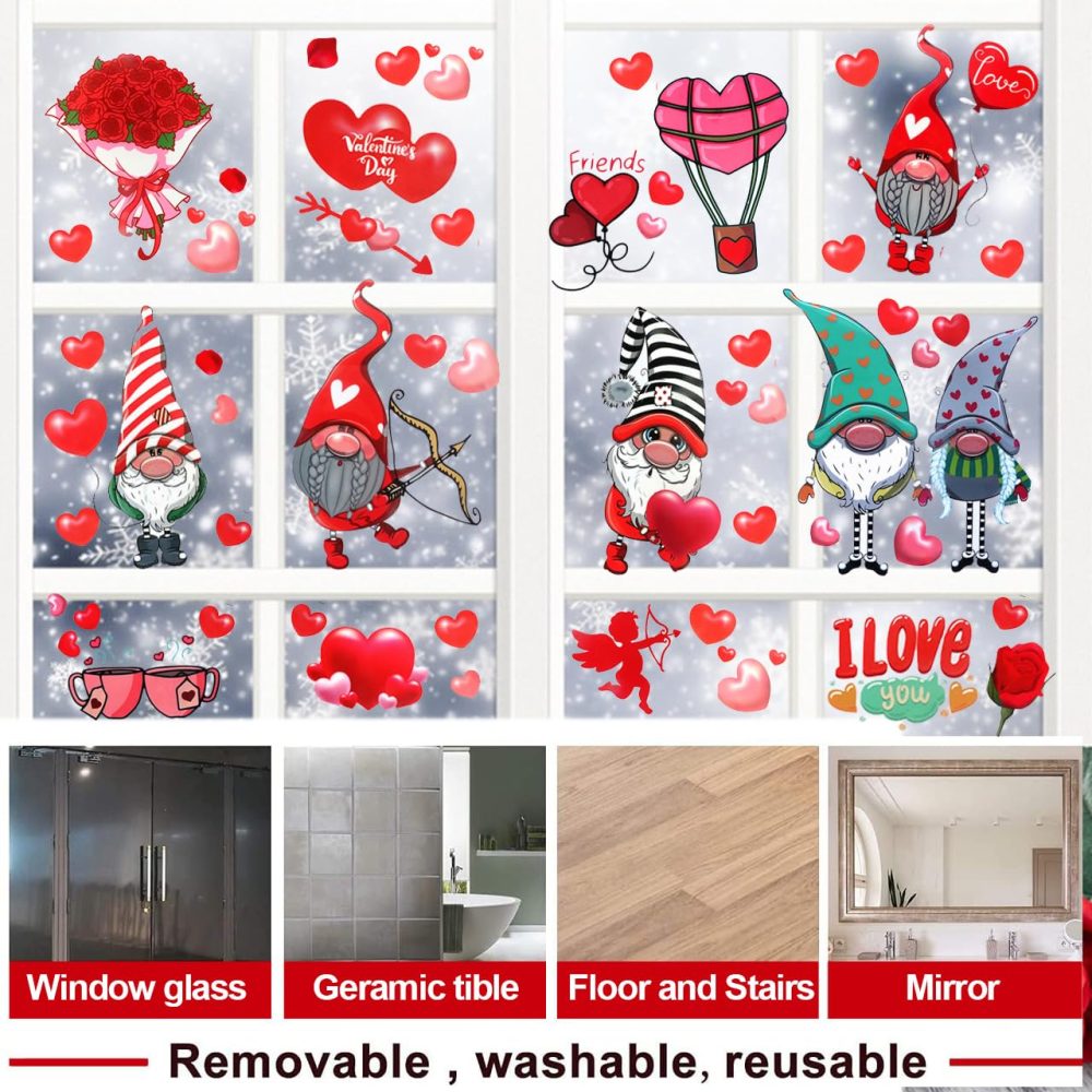 9 Sheet Valentines Day Window Clings Decorations - Image 8