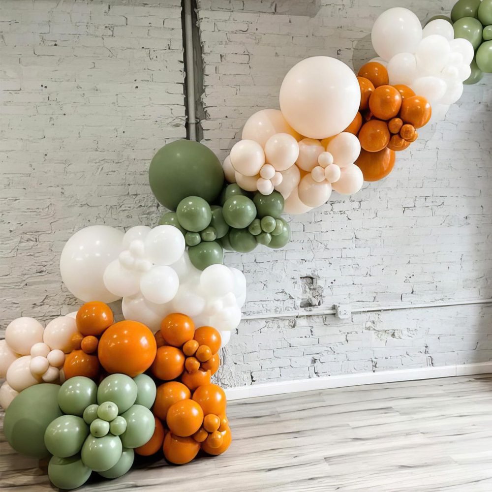 Sage Green Brown Balloons, Fall Balloons Orange Brown Yellow Balloons Burgundy balloons for Thanksgiving Wild Woodland Theme Party Birthday Baby Shower Wedding Bridal Shower Anniversary Decorations - Image 5