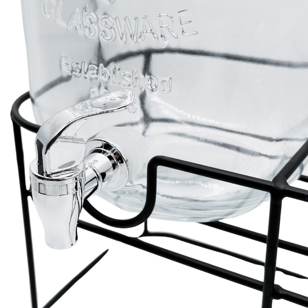 Trendi 2 X 4L Glass Water Dispenser with Metal Wire Stand: A Stylish and Practical Solution for Serving Cocktails, Juices, Water, and More in Elegance - Image 5