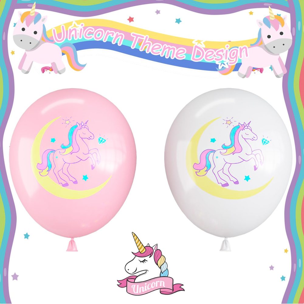 Unicorn Balloons for Girls, 12 Inch Pastel Baby Pink White Unicorn Birthday Party Balloons with Confetti Helium Latex Balloons for Princess Unicorn Birthday Baby Shower Party Decorations Supplies - Image 7