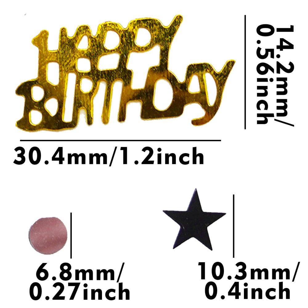 Black & Gold Happy Birthday Confetti Party Decorations Table Décor Foil Metallic Glitz Table Scatter Sprinkles Cards Sprinkles Women Gifts 15g - Image 2