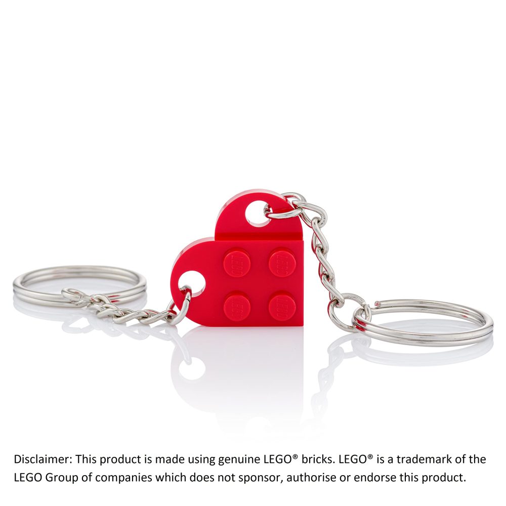 LEGO Heart Keyring | Two Keyrings | Gift Pouch Included | Red - Image 2