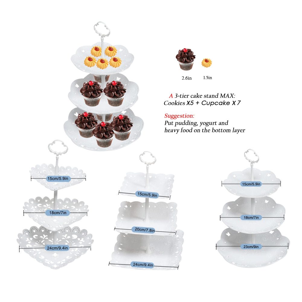 Quanerba (3 Pack 3 Tiers Cake Display Stand, Cake Display, Reusable Fruit Dessert Candy Buffet Tea Cookies Door For Baptism Baby Birth Blue Communion Wedding Graduation - Image 9