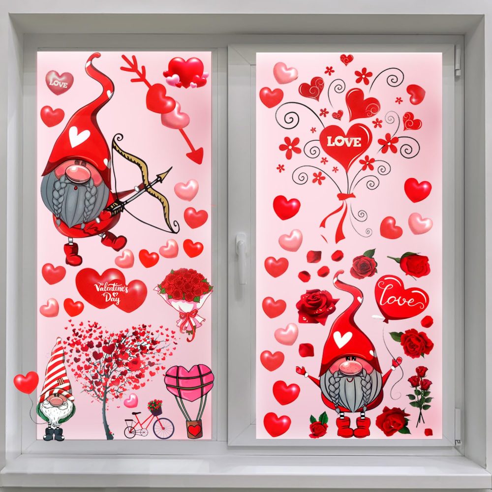 9 Sheet Valentines Day Window Clings Decorations