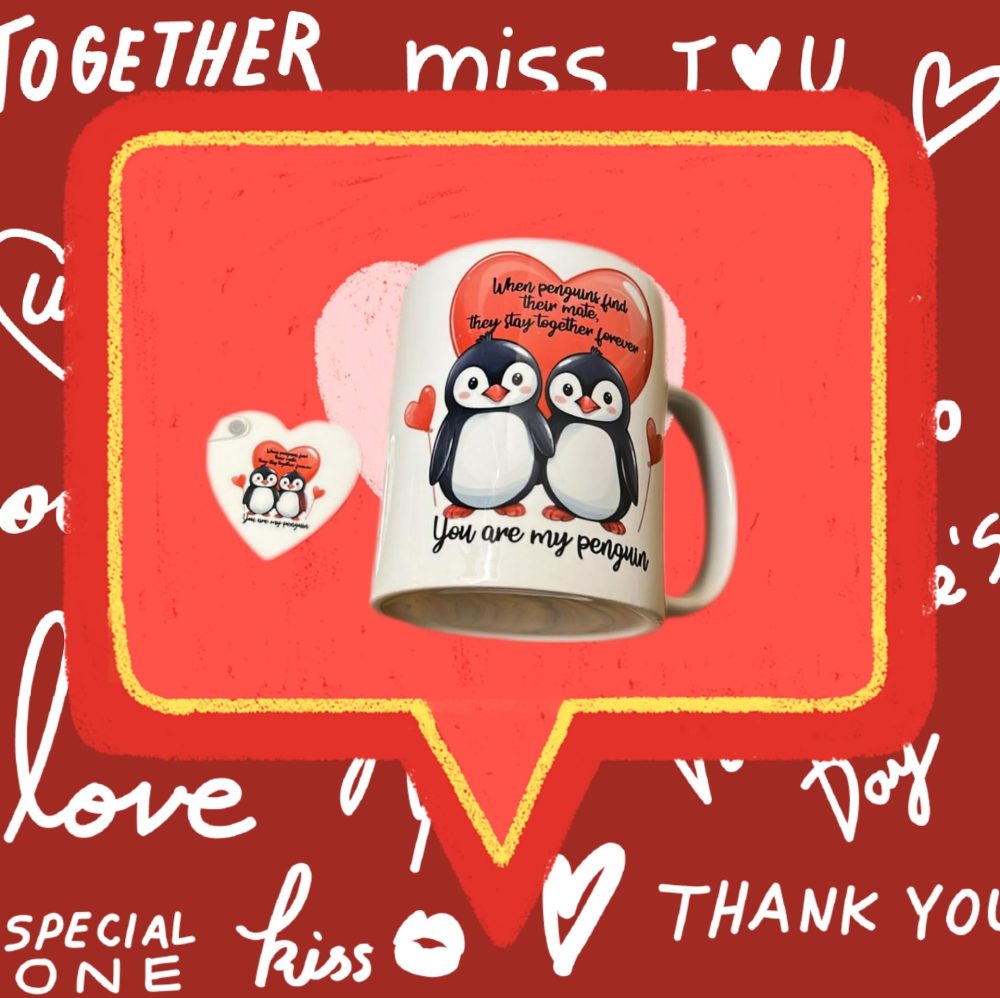 You are My Penguin Girlfriend Boyfriend Valentines Matching Mug and Keyring Gift Set for Him or Her - Penguin, Valentine's Day, Birthday Present, Anniversary Christmas 11oz Ceramic Mug Cups - Image 5