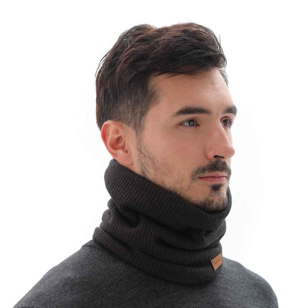 NovForth Winter Neck Warmer Fleece Lined Infinity Scarf Thicken Windproof and Dust Skiing Scarf Circle Scarf for Mens Womens Boys Girls Black(Size: Circumference19inchxDiameter9inch) - Image 5