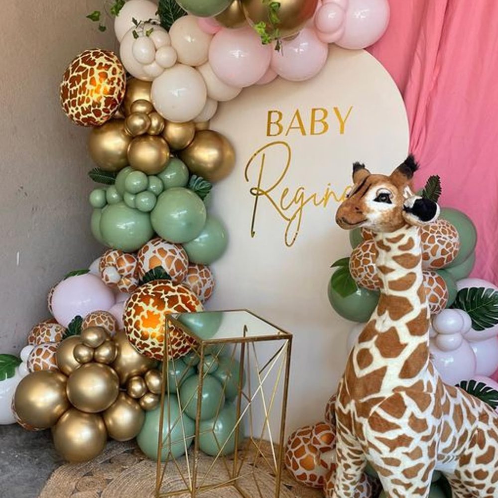 Safari Balloons, 50pcs Green Brown Balloons, Sage Green Green Apricot Balloons, Giraffe Print Jungle Balloons for Jungle Safari Woodland Wild One Theme Birthday Baby Shower Wedding Decorations - Image 5