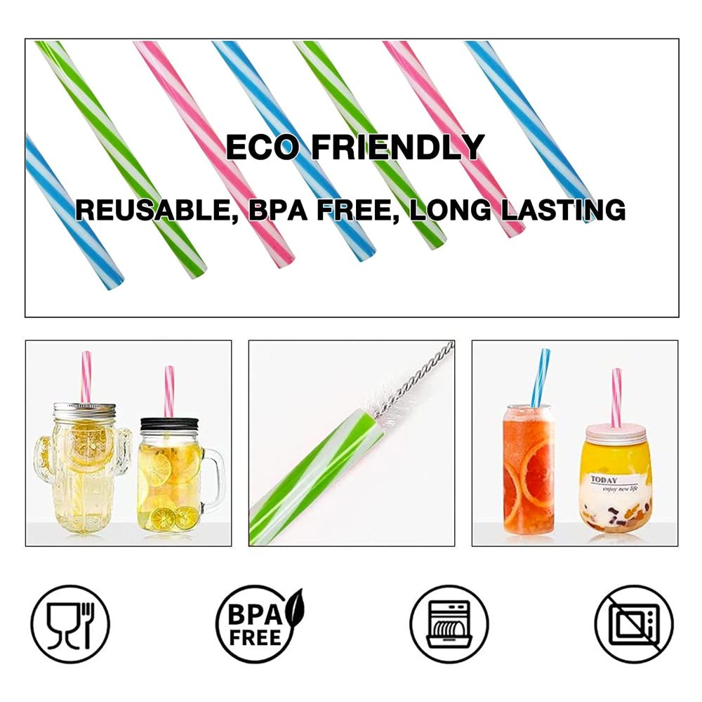 Reusable Plastic Straws, Pack of 20, Eco-Friendly, 4 Colours, Great for Parties and All Occassions, Multicolour - Image 4