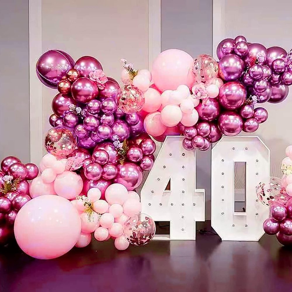 PartyWoo Hot Pink Balloons, 6 pcs Hot Pink Foil Balloons, 22 inch Giant 4D Foil Balloons and Ribbon, Large Mylar Balloons, Balloons Decor, Pink-9466, Round - Image 2